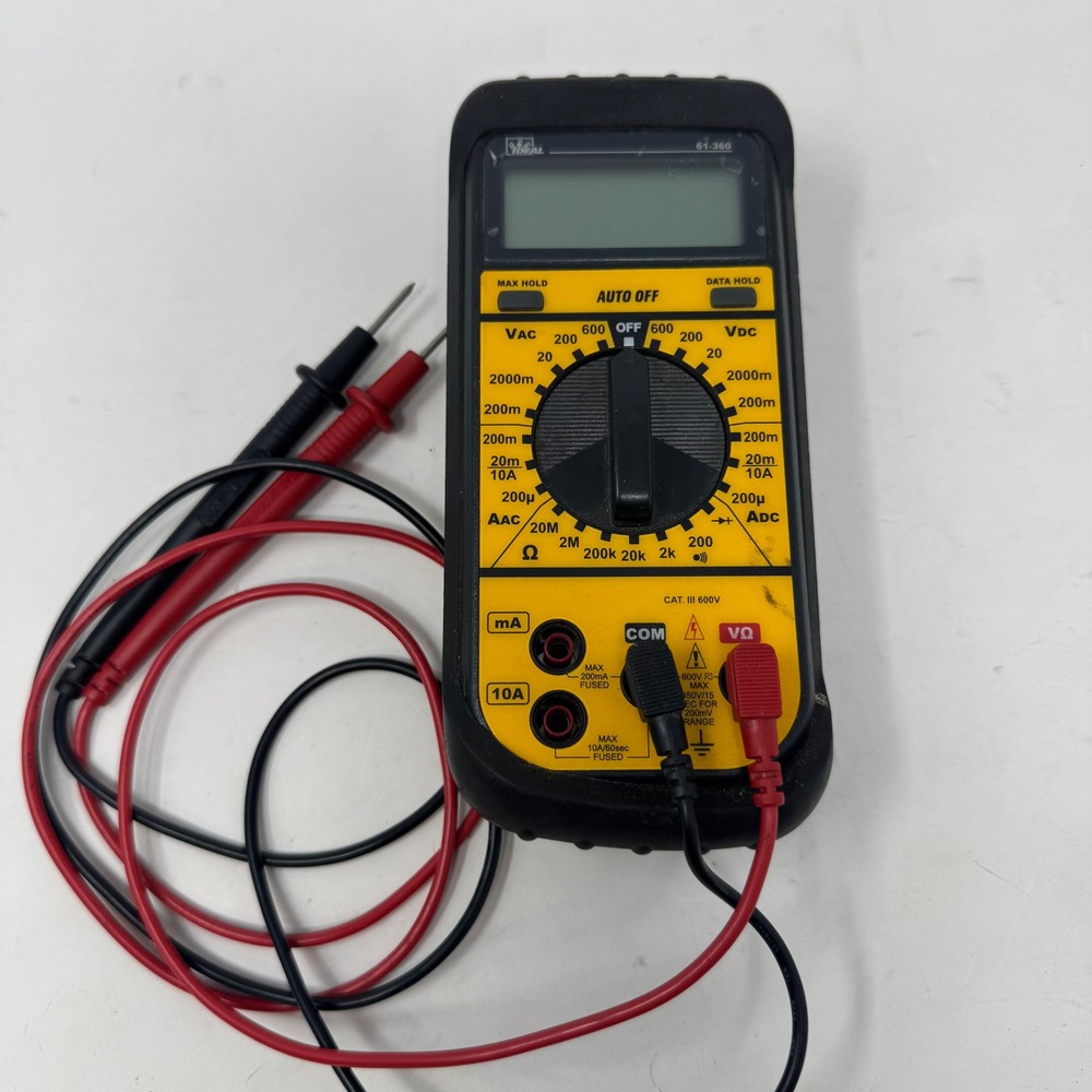 Ideal 61-360 Digital Multimeter‎ CAT III 600V AC DC Volts Amps Ohm Tester Leads